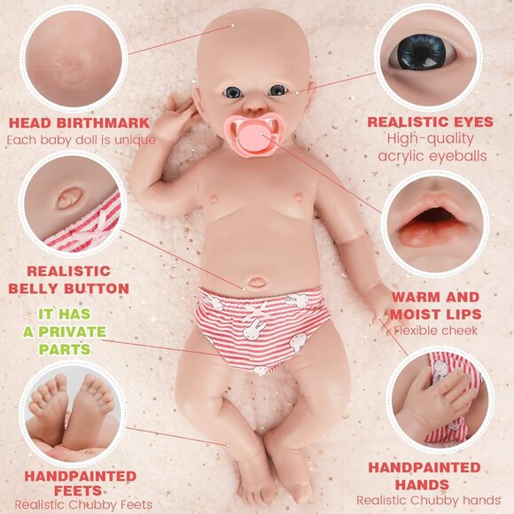 🆕20 inch Full Body Silicone Baby Dolls Girl Open Eyes Baby Stress-Relief Toy - Picture 10 of 12